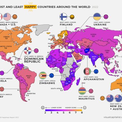 Mapped: Global Happiness Levels in 2022